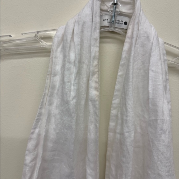 Zara White Linen Backless Eonen Macrame Fringe Halter Size S - Picture 6 of 10